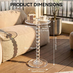 Acrylic Side Table, Clear Round End Table, Pedestal Side Tables 11.8" X 21.7", Modern Nightstand for Living Room Bedroom Balcony Decor, Easy Assembly for Small Spaces Transparent