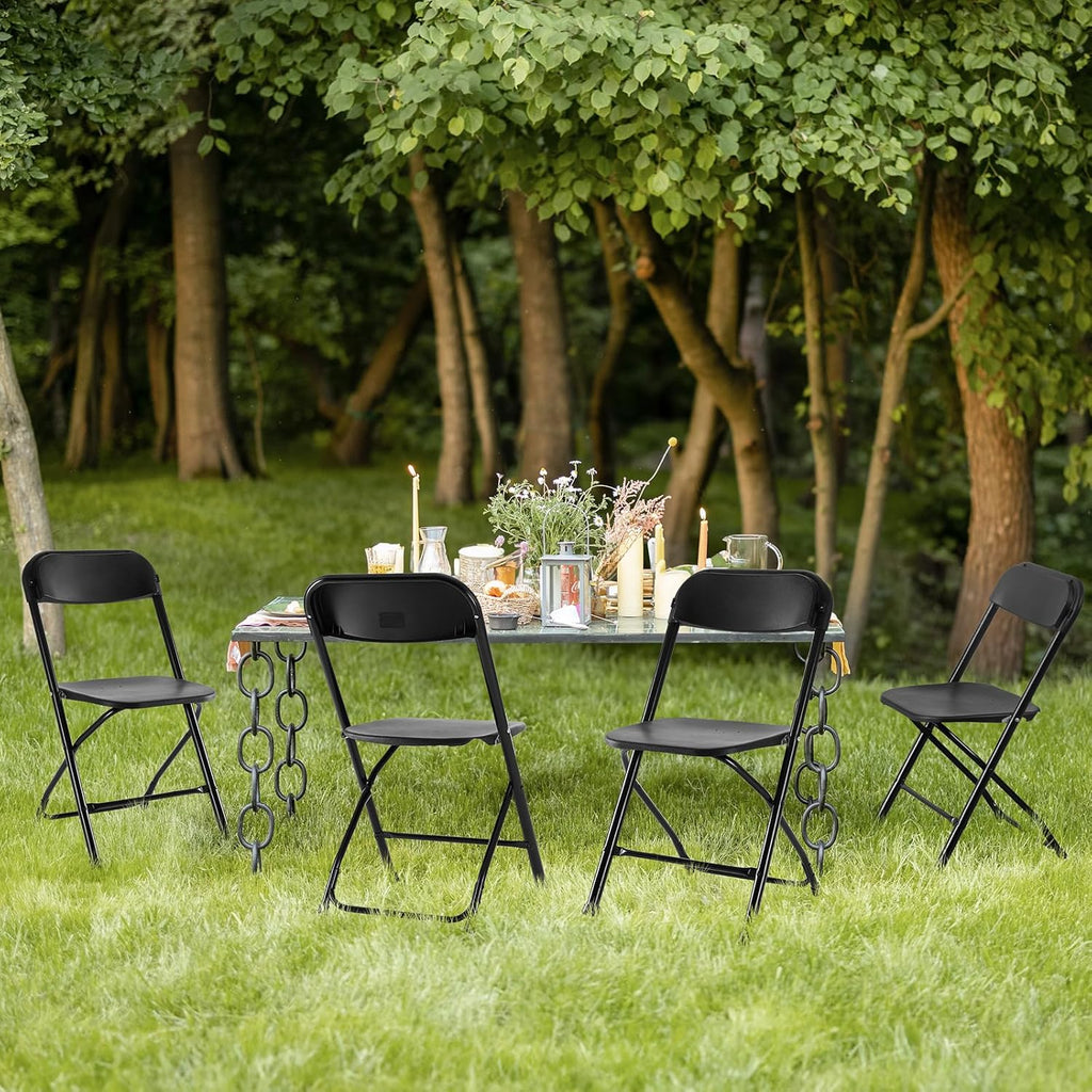 Sweetcrispy Folding Chair 10 Pack, Plastic Foldable Chairs with 330-Pound Capacity, Sturdy Metal Portable Chair, Easy to Use and Store, Outdoor and Indoor, for Home, Office, Party, Comfy, Black