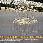 Large Heavy Duty 39in Wine Rack with LED Wall Mounted Bottle Glass Holder Under Shelf, 3-Tiers Liquor Floating Shelves Display Storage Organizer Hanging Long Stemware Goblet Metal for Home Bar