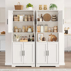 70“ Tall Kitchen Pantry Cabinet,Modern Kitchen Hutch with Microwave Stand & Adjustable Shelves,Ideal for Dining Room, Bathroom, Laundry Room - Modern and Functional Design.White.