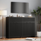 55" W Fluted Buffet Cabinet with Storage Accent Sideboard with 2 Drawers & 4 Doors,Wood Console Coffee Bar Table with Adjustable Shelves for Living Room,Kitchen and Dining Room