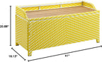 Greemotion Azur Beach Aluminum and All-Weather Wicker 41 in. Wide Storage Bench for Garden, Backyard, Patio, Pool Area, Porch, Yellow and White