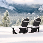 Folding Adirondack Chairs Set of 2, All Weather Resistant Plastic Chairs with Cup Holder, Fold or Unfold Easily in 1 Second, Outdoor Chairs for Patio, Garden, Backyard Deck, Lawn Fire Pit(Black)