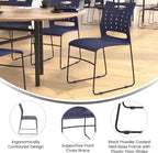 Flash Furniture HERCULES Series 881 lb. Capacity Navy Sled Base Stack Chairs with Air-Vent Back, Set of 5