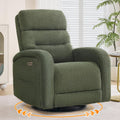Power Swivel Rocker Recliner, Upholstered Glider Recliner Nursery Chair with Type-C & USB Port,Swivel Rocking Nursery Recliners with Double Pockets for Living Room Bedroom,Green