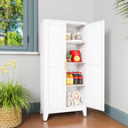 GAIOUS Metal Pantry Cabinet, Kitchen Pantry Storage Cabinets with 2 Door and 3 Adjustable Shelves, White Kitchen Pantry Cabinet, Freestanding Cupboard for Dining Room Living Room Bathroom