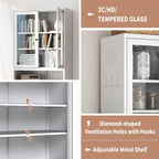 LUMISOL 72" Tall Metal Kitchen Pantry with Adjustable Shelves, Kitchen Storage Cabinet with Doors, Heavy Duty Pantry Organizer with Stainless Steel Frame, for Dining Room Office Living Room, White