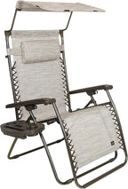 Bliss Hammocks 2 Pack 30" Wide XL Zero Gravity Outdoor Lounge Chair, Adjustable Patio Furniture with Canopy and Side Table, 360 lb Capacity, Sand