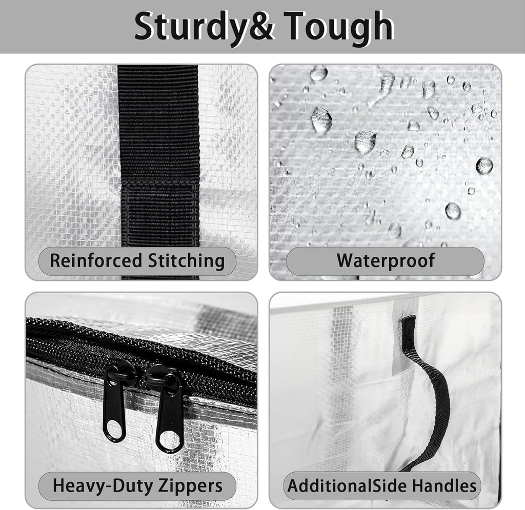 8 Pack Extra Large Heavy Duty Moving Bags,Clear Large Storage Bags with Lids,Moving Boxes with Zippers
