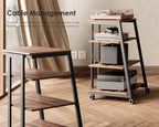 FITUEYES 4-Tier AV Media Stand Corner Shelf for Record Player Wooden Stereo Cabinet Audio Rack Tower with Height Adjustable Wooden Shelves for ps4 (Walnut)