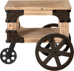 Vintiquewise Farmhouse Wagon-Style End Table with Storage Shelf & Rolling Wheels Vintage Wood Accent Table for Living Room Bedroom or Entryway Compact Decorative Multi-Functional & Stylish Display