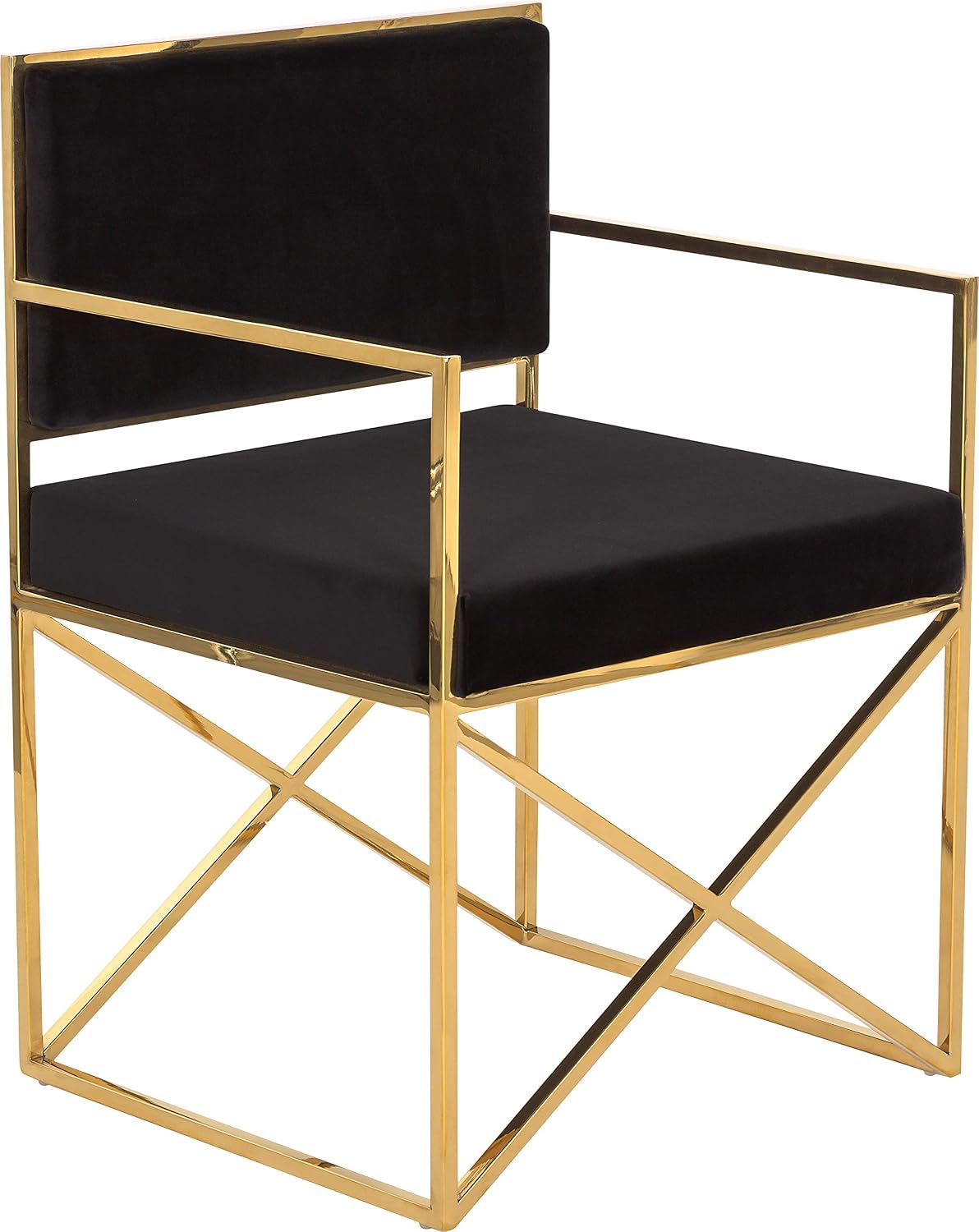 SAFAVIEH Couture Collection Kian Gold and Black Velvet Directors Chair