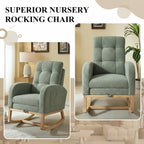 Nursery Rocking Chair, Polyester Upholstered Glider Chair with Footrest, Comfy Rocker Chair, Accent Chair with High Backrest, Glider Rocker, Armchair for Living Room (Green Teddy)