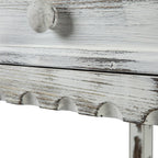 Alaterre Furniture Country Cottage Chairside End Table Set of 2 – Narrow Rustic Farmhouse Side Table with Drawer & Lower Shelf for Living Room or Bedroom (Distressed White Finish)