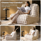 ovios Bean Bag Chair for Adult, Giant Beanbag with Plush Faux Fur, Comfy Large Big Lounger Floor Lazy Chair for Indoor Fireside Living Room Bedroom Dorm, Beige