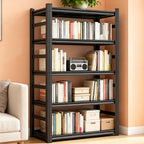 Bolt-Free 5 Tier Metal Bookshelf, 71"H Adjustable Tall Bookcase with Anti-Drop Fence, 1500LBS Heavy Duty Deep Book Shelf, Large Office Bookshelf, Modern Storage Shelves for Bedroom, LivingRoom, Garage