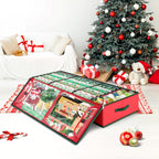 Fabspace Christmas Wrapping Paper Storage Containers, 40 Inch Gift Wrap Organizer, Visible Supplies Pockets for Xmas Accessories, Underbed Storage for Christmas Decorations, Red