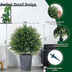 2 Pack Artificial Cedar Topiary Trees with Ground Spike, Fake Pine Shrubs Bushes, UV Resistant Faux Evergreen Cypress Tree Plants for Indoor Outdoor Planters Front Porch