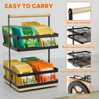 Tea Bag Organizer, 2-Tier 360° Rotating Tea Bag Holder Organizer, 8-Baskets Tea Holder Accessories Holds 120+ Tea Bags, Gift for Decor Kitchen, Cabinet, Bar Countertop Storage