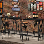 CHOEZON 70.9'' Bar Table, Kitchen Dining Table with Power Outlet and Footrest, Industrial Style, for Pub, Living Room, Black TBT08UBB