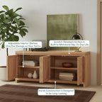 Walker Edison Booker Modern Sideboard/TV Stand with Adjustable Cabinets, 74 Inch, Heritage Oak