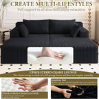 71" Oversized Double Chaise Lounges Indoor, Upholstered Corduroy Oversized Chaise Lounge Chair, Modern Sleeper Loveseat Chair Boneless Cloud Couch for Living Room Bedroom Reading (Black)