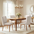 MALOL Dining Chair Set of 4, Upholstered Fabric Kitchen Side Chairs with Solid Wood Legs, Comfortable Seating for Kitchen, Dining Room & Restaurant, Camel