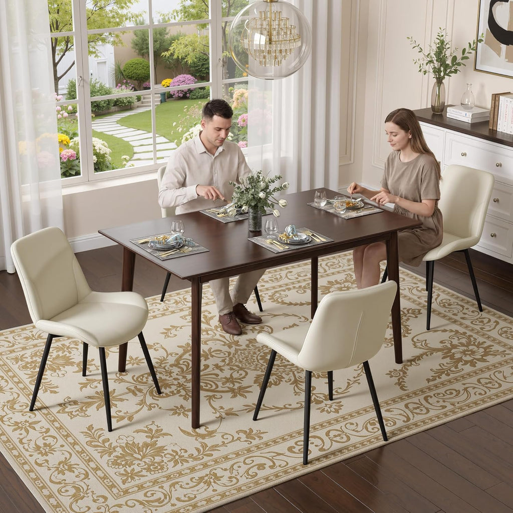 Miereirl Dining Chairs Set of 8, Modern Upholstered Dining Chairs, Kitchen Chairs with Cushioned Seat and Back, Armless Side Chairs with Metal Legs for Dining Room Kitchen