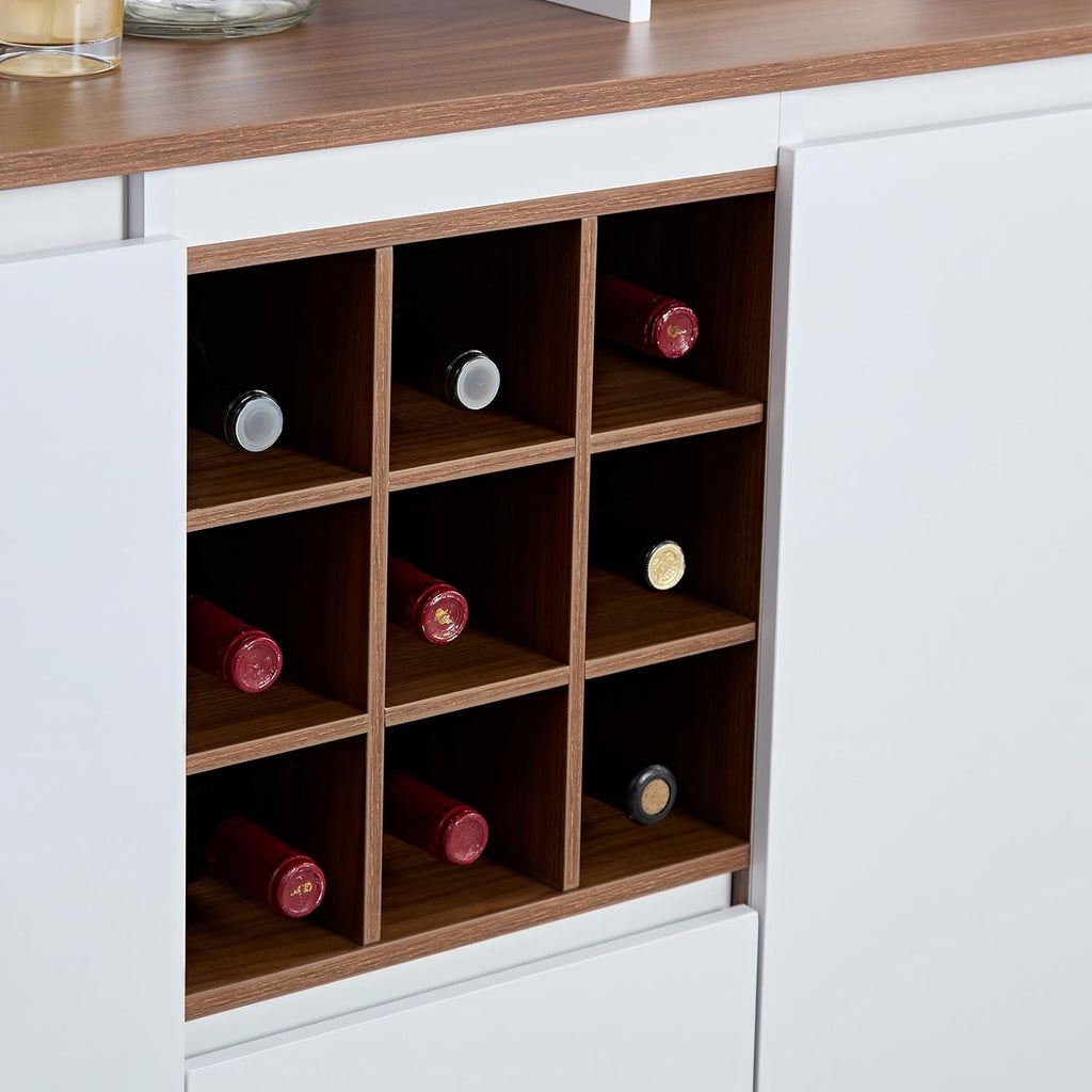 69" Kitchen Pantry Cabinet with Storage,Buffet Sideboard for Coffee Maker & Toaster, Liquor Storage Cabinet for Snacks,Spices & Wine,Fits for Kitchen Dining Room & Coffee Bar,White