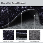 8x10 Area Rugs for Living Room, Machine Washable Rugs, Black Modern Neutral Rug Stain Resistant, Low Pile Non Slip, Boho Large Carpet for Bedroom Dining Room Nursery Dorm Indoor Office-Black 8'x10'