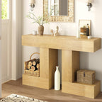 47.24-Inch Console Table, Farmhouse Sofa Table Behind Couch with Storage, Industrial Entryway Table for Living Room, Hallway, Entrance & Foyer, Natural Wood Finish