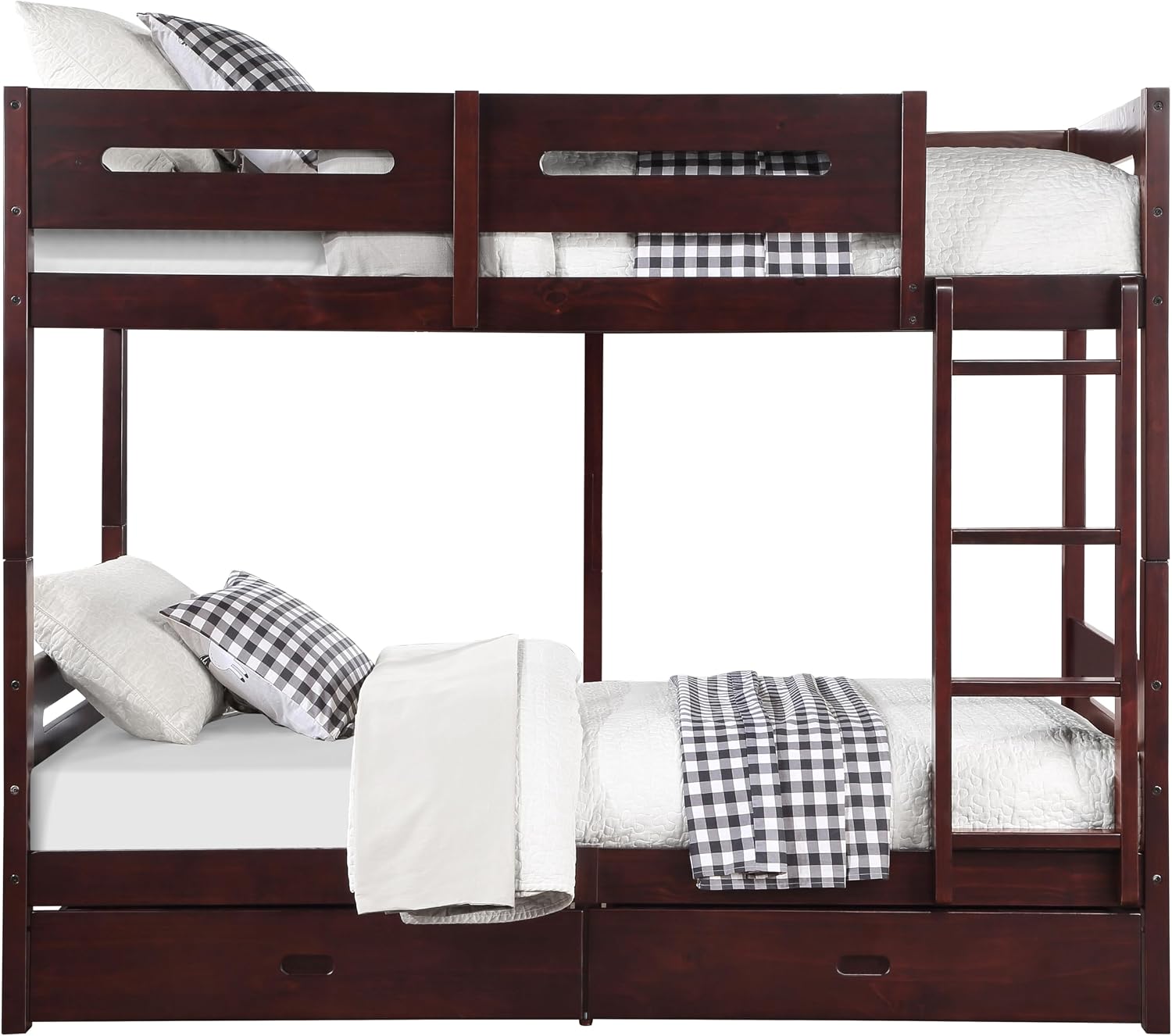 Espresso Twin,Twin Bunk Bed with Ladder