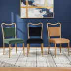 Velvet Dining Chairs Set of 2, Upholstered Dining Chairs with Wood Grained Metal Frame, Mid Century Modern Velvet Chairs for Dining Room, Kitchen and Restaurant,Velvet Brown