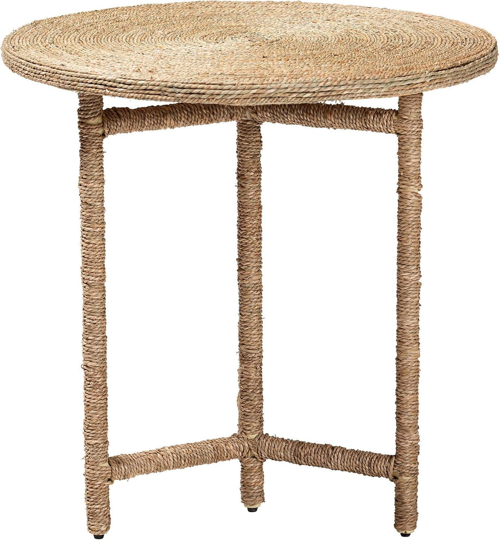bali & pari Fumito Handwoven Seagrass End Table - Round Boho Side Table