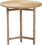 bali & pari Fumito Handwoven Seagrass End Table - Round Boho Side Table