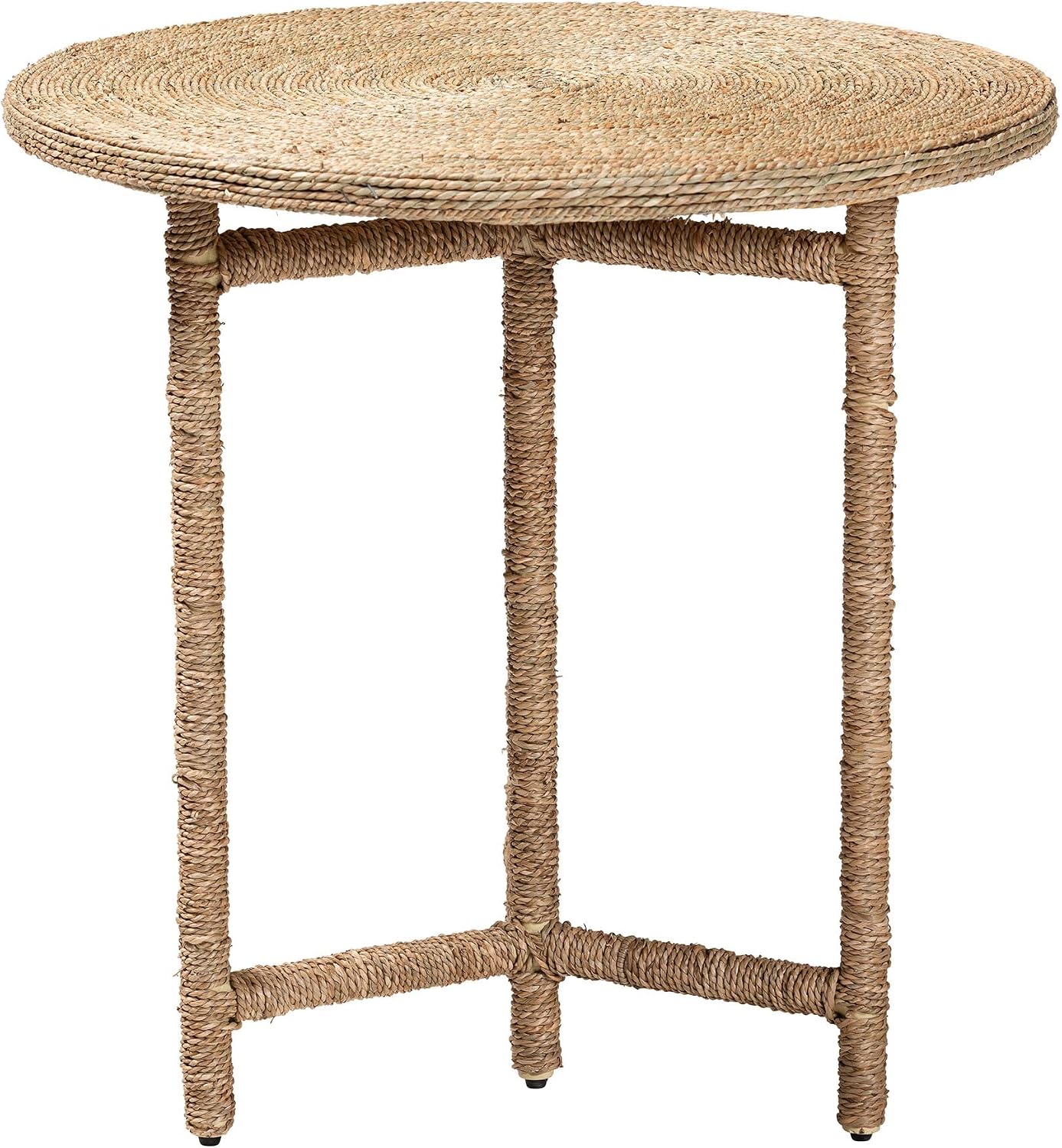 bali & pari Fumito Handwoven Seagrass End Table - Round Boho Side Table