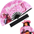Blulu 13 Inch Line Dance Fan Rodeo Cowgirl Boots Fan Large Pink Glitter Popping Clapping Clacking Fans for Line Dancing Folding Rave Hand Fans for Dance, Party, Sports