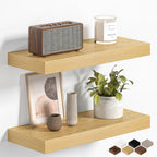 Fun Memories Floating Shelves for Wall 16 Inch, Set of 2 – Wall-Mounted Storage & Display Shelf with Invisible Bracket, Oak Floating Shelves for Living Room, Bedroom, Bathroom, Kitchen