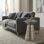SIMPLIHOME Sheridan Metal Table - 18 inch Wide Solid Metal Round Side Table in Antique Nickel, Industrial Accent Table for Living Room or Office with Sculptural Design, Assembled