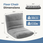 DUMOS Folding Floor Chair with Back Support, Adjustable 14-Position Floor Seating with Comfy Teddy Velvet for Adults & Kids, Reading, Gaming, Meditation, Watching, Grey