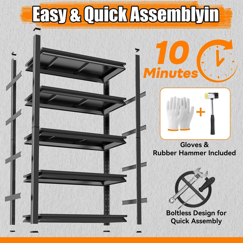 Wide & Deep Bookshelf, 4-Tier Heavy Duty Shelves for Storage, Large Industrial Metal Bookcase for Books and Collectibles, 20" Deep