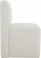 CHITA Dining Chairs with Casters Set of 4, FSC Certified Upholstered Armless Modern Rolling Dining Chairs with Rollers for Bedroom Reading Room Living Room, Fully Assembled, Linen