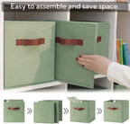 GRANNY SAYS 11 Inch Cube Storage Bins, Collapsible Fabric Storage Cubes with Handle, Closet Baskets for Organization, Storage Cubes for Shelves, Closet, Sage Green, 6-Pack