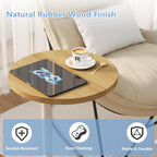 C Shaped Round End Table, Small Side Table for Couch,Tv Trays for Eating,Snack Sofa Tray Table with Metal Leg for Living Room, Bedroom, Bedside,and Office (Rustic Oak)