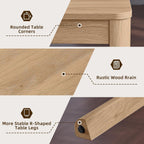Joaxswe Farmhouse Nesting Tables Set of 3, Nesting Side Tables with Rounded Corners & 4 Thickened Table Legs, Natural Wood