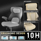DYHOME 700LBS Heavy Duty Office Chair with 4D Armrest, Comfy Big and Tall Executive Office Desk Chair, Ergonomic Computer Chair with Pocket Spring Cushion & Lumbar Support, Dual Rubber Wheel (Beige)
