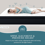 Sleepmax Extra Firm Queen Mattress 12 Inch - Deep Sleep Hybrid Mattress Pain Relieving - Cooling Bed in a Box for Back & Side Sleepers - 365-Night Trial, CertiPUR-US Certified, Forever Warranty