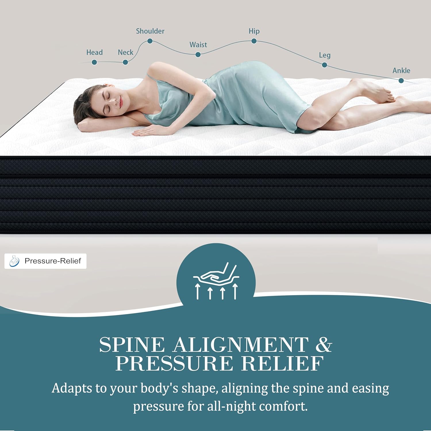 Sleepmax Extra Firm Queen Mattress 12 Inch - Deep Sleep Hybrid Mattress Pain Relieving - Cooling Bed in a Box for Back & Side Sleepers - 365-Night Trial, CertiPUR-US Certified, Forever Warranty