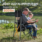 Timber Ridge Aluminum Oversized Camping Chair with Lumbar Support up to 500lbs, Heavy Duty Folding High Back Chair for Adults, Cup Holder, Cooler Bag, Side Pocket, 2 Pack