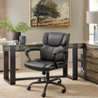 Furmax Mid Back Executive Office Chair Swivel Computer Task Chair with Armrests,Ergonomic Leather-Padded Desk Chair with Lumbar Support